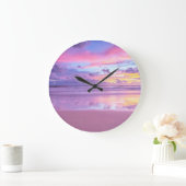 綿菓子の日の出:ビーチビュー。 ラージ壁時計 (ホーム)