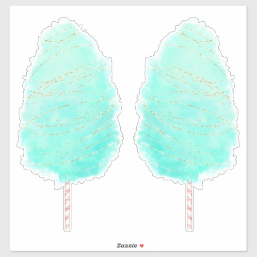 綿菓子の水色かわいいティール(緑がかった色)グリーン金ゴールドスピン シール (シート)