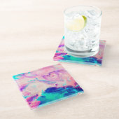 綿菓子の署名の大理石ガラスのコースター ガラスコースター (アングル)