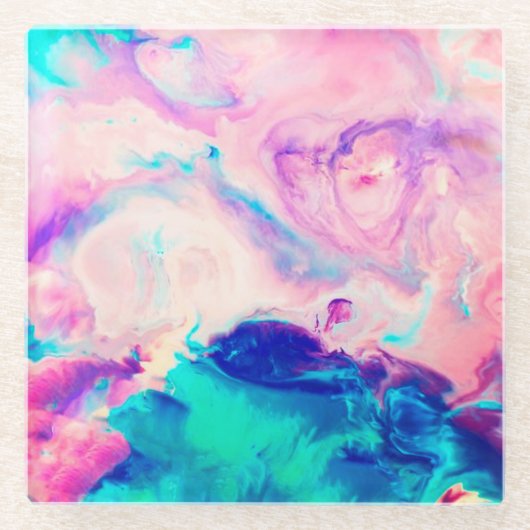 綿菓子の署名の大理石ガラスのコースター ガラスコースター (正面)