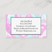 綿菓子ピンクと青の大理石の渦巻き 名刺 (裏面)