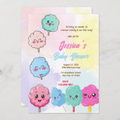 綿菓子ベビーシャワー 招待状 (正面/裏面)