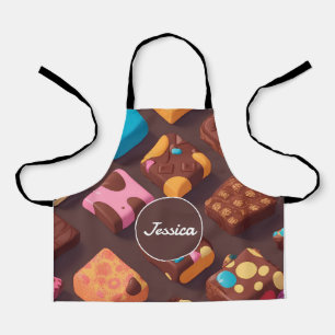 綿菓子モザイクカラフルパタパーソナライズされたーン エプロン