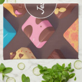 綿菓子モザイクカラフルパタパーソナライズされたーン キッチンタオル (折り畳み)