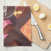 綿菓子モザイクカラフルパタパーソナライズされたーン キッチンタオル (四つ折り)