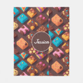 綿菓子モザイクカラフルパタパーソナライズされたーン フリースブランケット (正面)