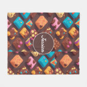 綿菓子モザイクカラフルパタパーソナライズされたーン フリースブランケット (正面(横))