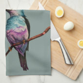 綿菓子色の鳥の絵画 キッチンタオル (四つ折り)