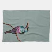 綿菓子色の鳥の絵画 キッチンタオル (横)