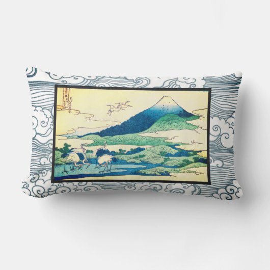 綿装飾用クッション日本のプリントW/モノグラム ランバークッション (正面)