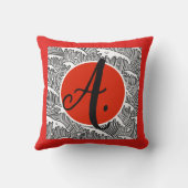 綿装飾用クッション、カスタムモノグラム日本の波 クッション (裏面)