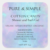 綿飴バスジェルシャワー手作り製品 スクエアシール (正面)