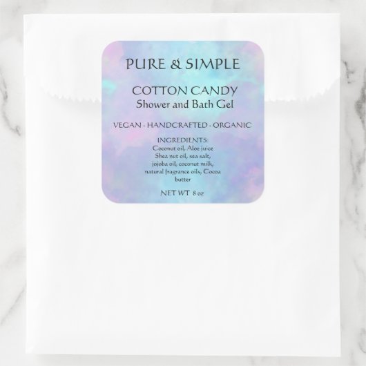 綿飴バスジェルシャワー手作り製品 スクエアシール (バッグ)