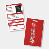 緊急の医学IDカード バッジ (正面＆裏面)