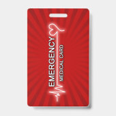 緊急の医学IDカード バッジ (裏面)