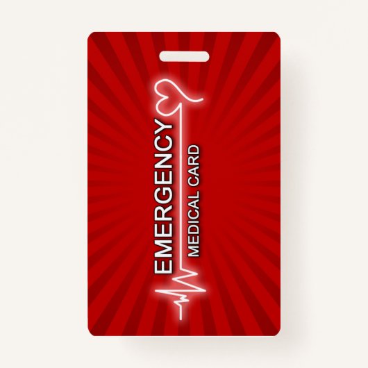 緊急の医学IDカード バッジ (裏面)