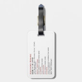 緊急の医学ID ラゲッジタグ (裏面縦)