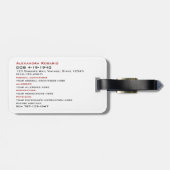 緊急の医学ID ラゲッジタグ (裏面横)