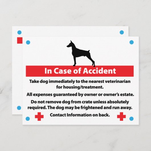 緊急の場合の犬のクレートのカード：ドバーマン ポストカード (正面/裏面)