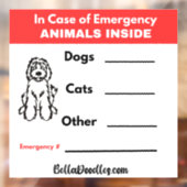 緊急の場合は – 窓の内側に動物が付着 ウィンドウサイン (シート2)