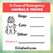 緊急の場合は – 窓の内側に動物が付着 ウィンドウサイン (シート3)