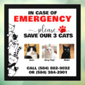 緊急の場合救は3匹の猫のカスタム写真 ウィンドウサイン (シート3)