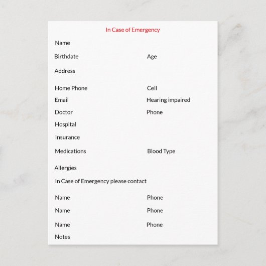 緊急はがき連絡の場合 ポストカード (正面)