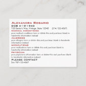 緊急カード コーリングカード (裏面)