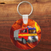 緊急クール消防車の漫画デザイン子供へ キーホルダー (正面)