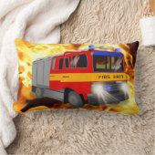 緊急クール消防車の漫画デザイン子供へ ランバークッション (ブランケット)