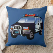 緊急クール警察車の漫画デザイン子供へ クッション (ブランケット)