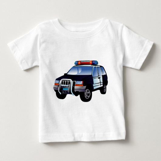 緊急クール警察車の漫画デザイン子供へ ベビーTシャツ (正面)