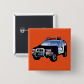 緊急クール警察車の漫画デザイン子供へ 缶バッジ (正面&裏面)