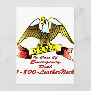 緊急ダイヤル1-800-LeatherNeckの場合のUSMC ポストカード