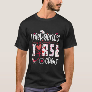 緊急ナースクルーハート聴診器バレンタイン Tシャツ