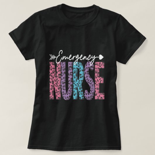 緊急ナースヒョウ印刷ERナース看護Sch Tシャツ (デザイン正面)
