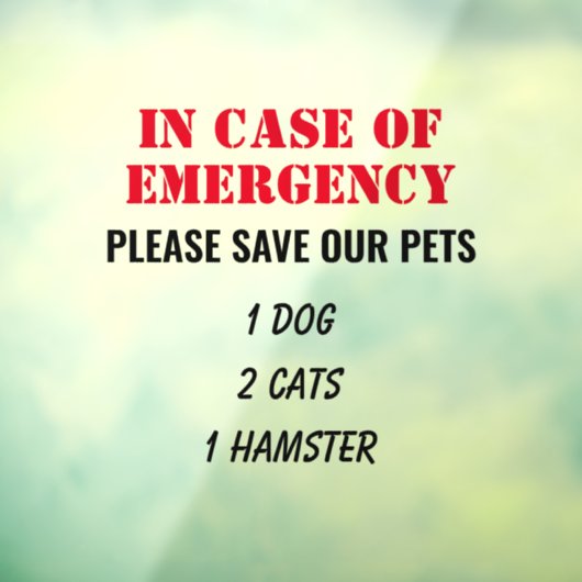 緊急ペットの場合はカスタマイズ可能 ウィンドウサイン (シート3)