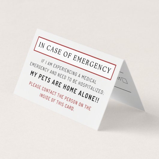 緊急ペットホーム専用財布 名刺 (正面)