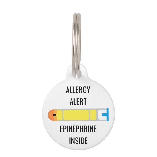 緊急事態の中の子供のアレルギー警報アドレナリン ペット ネームタグ (正面)