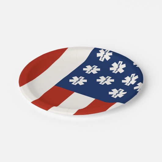 緊急医療従事者の献上品USA国旗 – EMT EMS ペーパープレート (アングル)