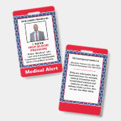 緊急医療警告の写真ID バッジ (正面＆裏面)