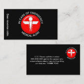 緊急医療警報カードの場合 名刺 (正面/裏面)