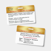 緊急医療警連絡告IDカードカスタム バッジ (正面＆裏面)