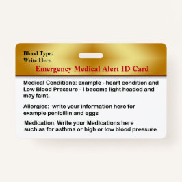 緊急医療警連絡告IDカードカスタム バッジ