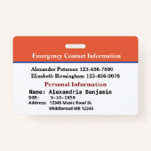 緊急医療通報IDカードのカスタムバッジ バッジ (裏面)