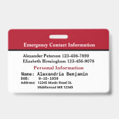 緊急医療通報IDカードカスタム バッジ (裏面)