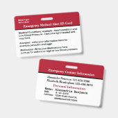 緊急医療通報IDカードカスタム バッジ (正面＆裏面)