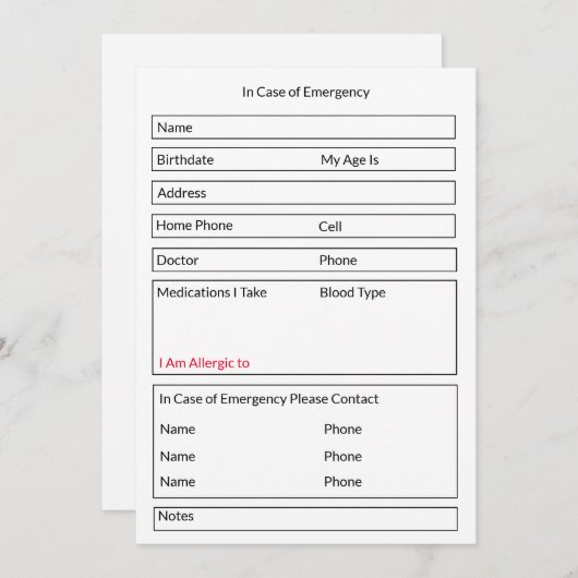 緊急情報の場合の編集可能な連絡型枠 シーズンカード (正面/裏面)