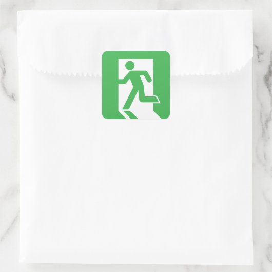緊急日本の出口標識 スクエアシール (バッグ)