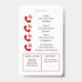 緊急時のアレルギー(I.C.E.) カードアレルギー バッジ (裏面)